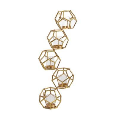 Buy Danya B. Polyhedron Vertical Candle Wall Sconce in Sparkling Gold from Bed Bath & Beyond